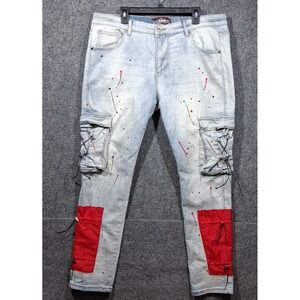 DENIMICITY Men's Light Blue Wash Tactical Denim Size W 40